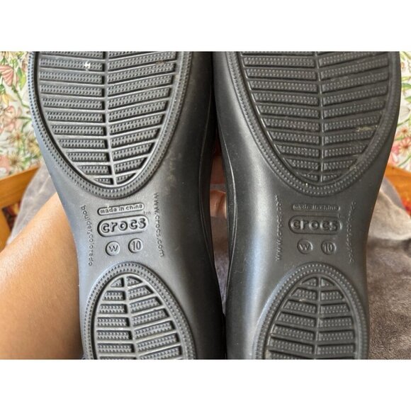 CROCS Classic Kadee Solid Black Ballet Flats Slip On Shoes Sandals Womens Sz 10 - Picture 6 of 8
